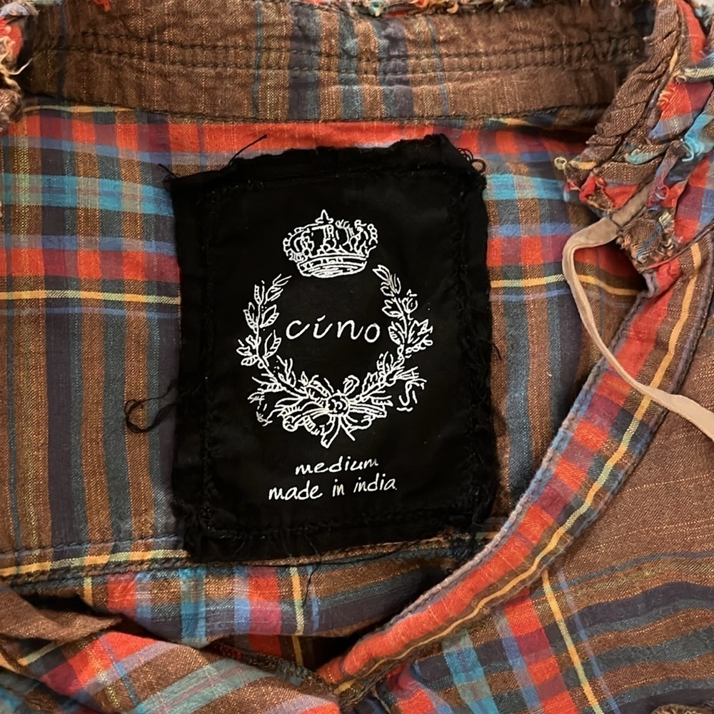 Cino plaid and ruffle button down shirt - Picture 2 of 6